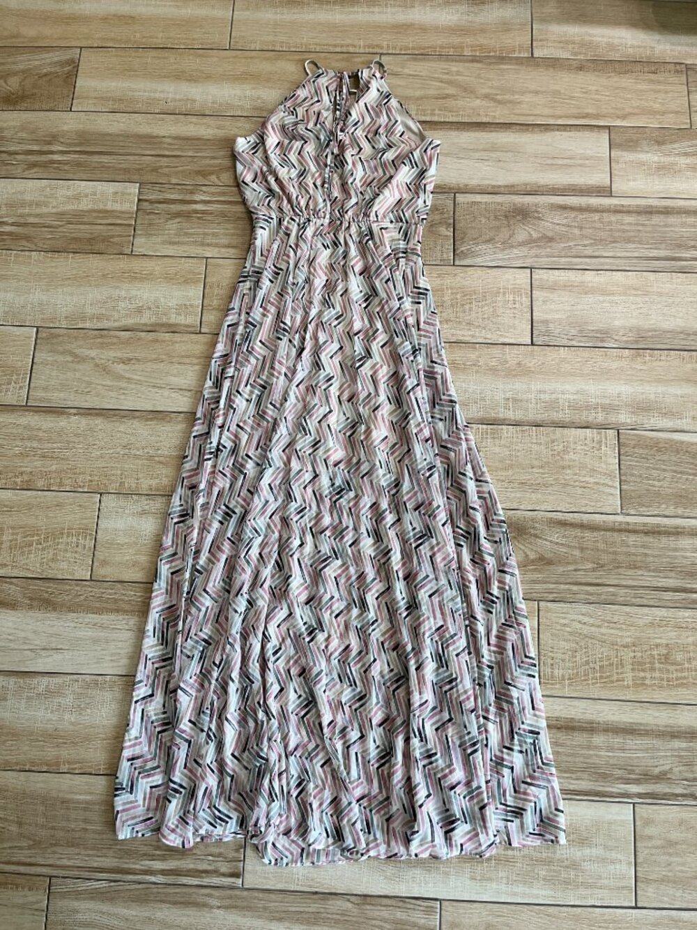 Womens NWT White House Black Market Pink Printed Maxi Dress - 4 - Picture 6 of 9